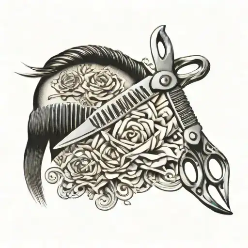 scissors and comb tattoo design idea
