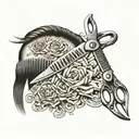 scissors and comb tattoo design idea