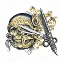 scissors and comb tattoo design idea