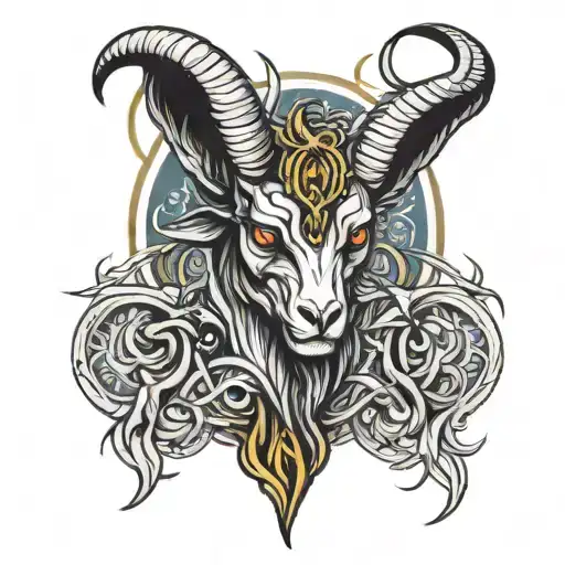 baphomet surrounded tattoo design idea