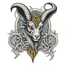 baphomet surrounded tattoo design idea