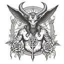 baphomet surrounded tattoo design idea