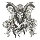 baphomet surrounded tattoo design idea