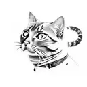 cat with red wine tattoo design idea