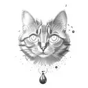 cat with red wine tattoo design idea