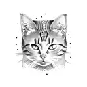 cat with red wine tattoo design idea