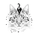 cat with red wine spilled tattoo design idea