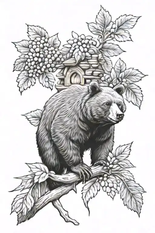 black bear beehive  cardinals buck   tattoo design idea