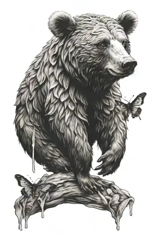 beehive bear tattoo design idea