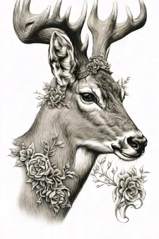 white tail buck tattoo design idea