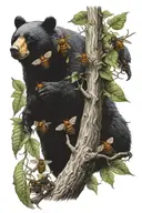 beehive bees in tree black bear tattoo design idea