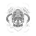 Mayan astronaut exploring a mystical temple tattoo design idea