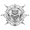 a dragon that incorporates free Masonic symbols and sacred geometry tattoo design idea