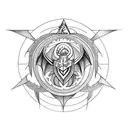 a dragon that incorporates free Masonic symbols and sacred geometry tattoo design idea