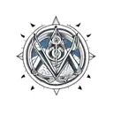 a dragon that incorporates free Masonic symbols and sacred geometry tattoo design idea