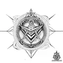 a dragon that incorporates free Masonic symbols and sacred geometry tattoo design idea