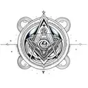 a dragon that incorporates Masonic symbols and sacred geometry tattoo design idea