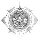 a dragon that incorporates Masonic symbols and sacred geometry tattoo design idea