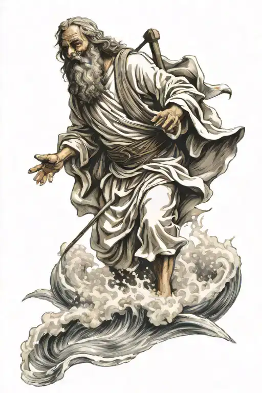moses parting the red sea  tattoo design idea
