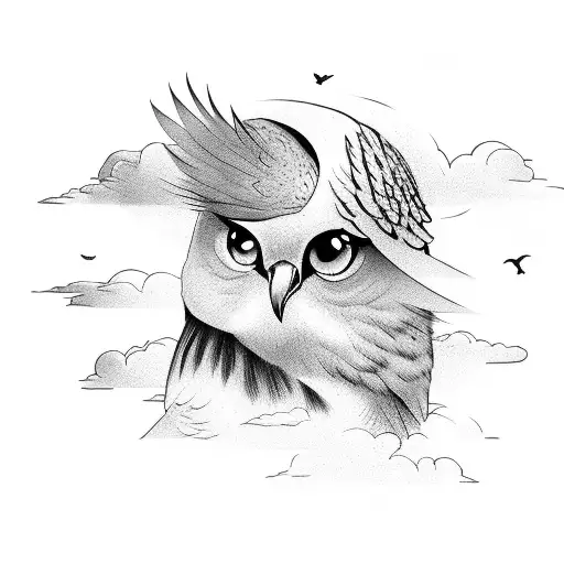 LLT forever19 with clouds and doves Huey with a pole and blunt tattoo design idea