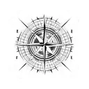 compass with arrow and abstract plant vines tattoo design idea