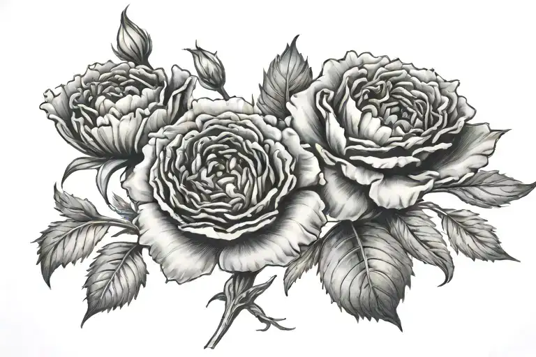 carnation with roman numerals VXXXIV tattoo design idea