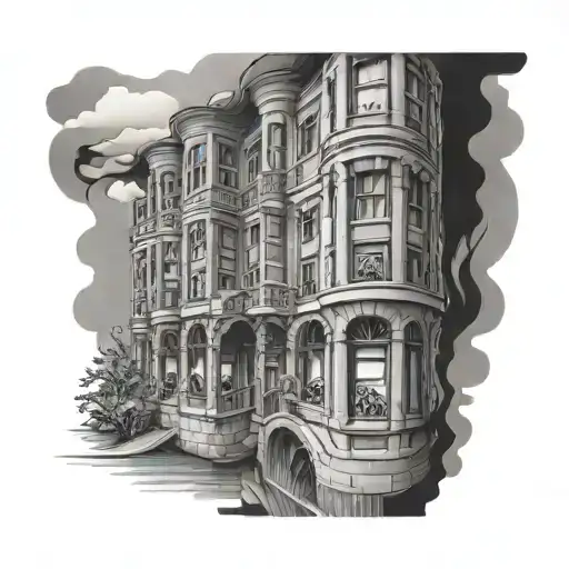 187 strassenbande, gzuz, bonez mc Escher building sleeve tattoo design idea