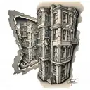 187 strassenbande, gzuz, bonez mc Escher building sleeve tattoo design idea