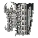 187 strassenbande, gzuz, bonez mc Escher building sleeve tattoo design idea