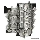 187 strassenbande, gzuz, bonez mc Escher building sleeve tattoo design idea