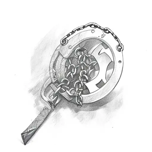 axe with broken chains tattoo design idea