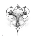 axe with broken chains tattoo design idea