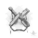 axe with broken chains tattoo design idea