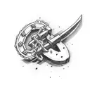 axe with broken chains tattoo design idea
