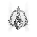 axe with broken chains tattoo design idea