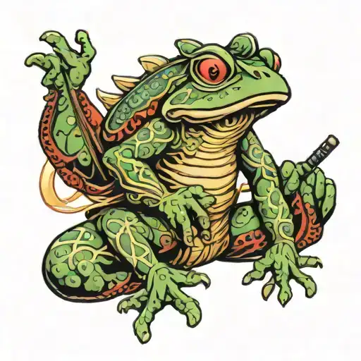samurai frog tattoo design idea