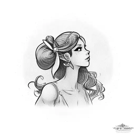 full growth beautiful girl archer with a bow tattoo design idea