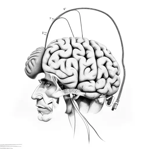 fisher man pulling up brain scan tattoo design idea