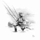 fisher man line snapping tattoo design idea