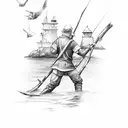 fisher man line snapping tattoo design idea