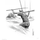 fisher man line snapping tattoo design idea