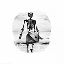 skeleton with surfboard small tattoo design idea