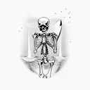 skeleton with surfboard small tattoo design idea