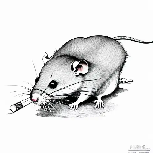 stoner rat smoking weed  tattoo design idea
