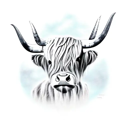 highland cow tattoo design idea