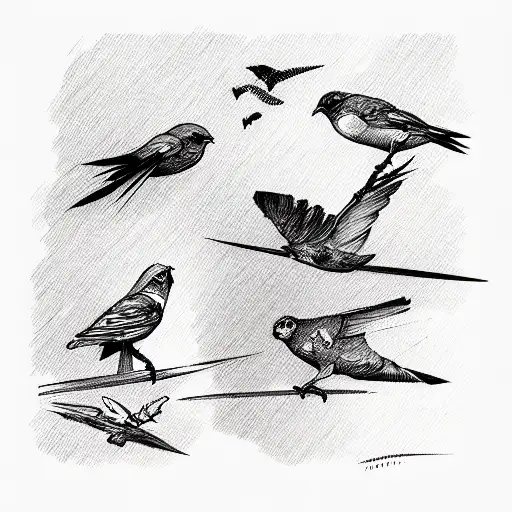 bird search time tattoo design idea