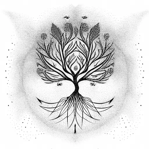Tree of Life and raven tattoo design idea