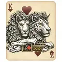 rectangular king of hearts playing card but one face is a lion and the other face is a lamb  tattoo design idea