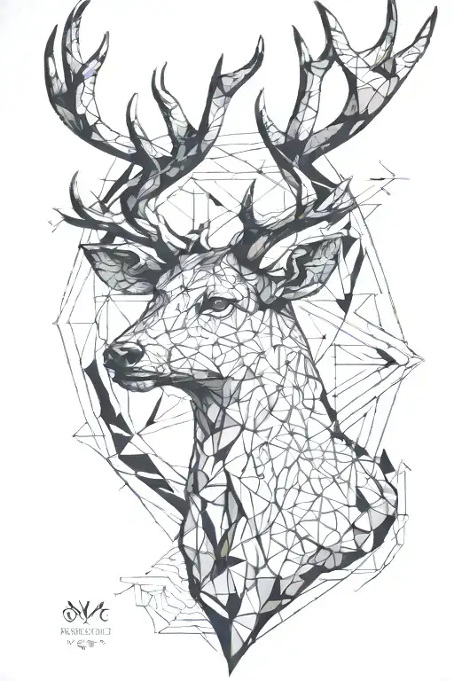 stag head tattoo design idea