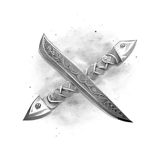 viking sword with raven tattoo design idea